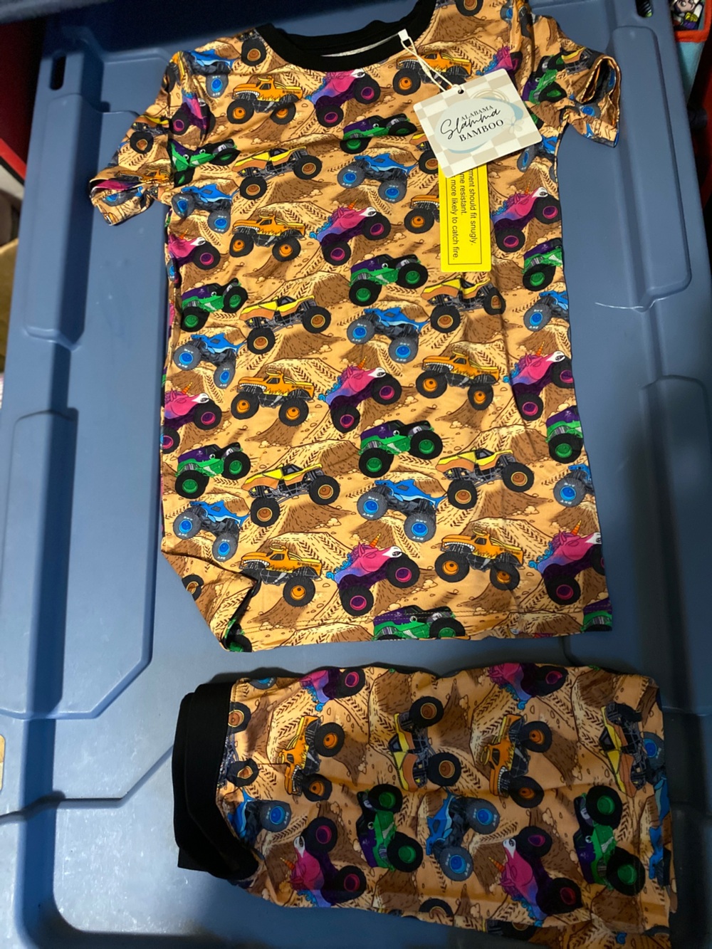 Kids Monster Truck bamboo Pajama Set size 7/8 NWT